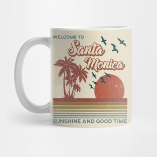 Santa Monica Beach - Santa Monica Beach Retro Sunset Mug